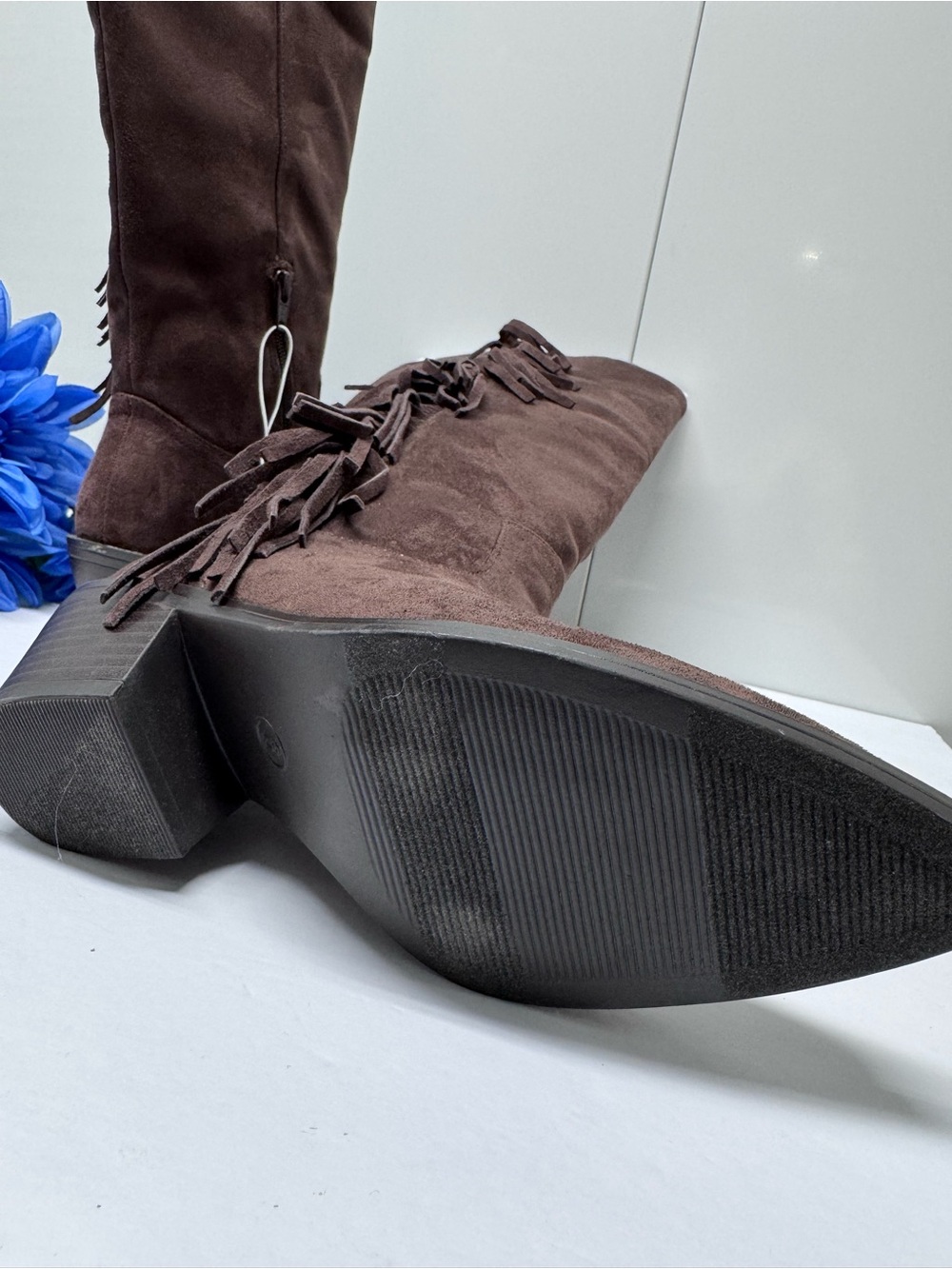 🤠NWT MICROSUEDE WESTERN FRINGE BOOTS - Picture 7 of 7